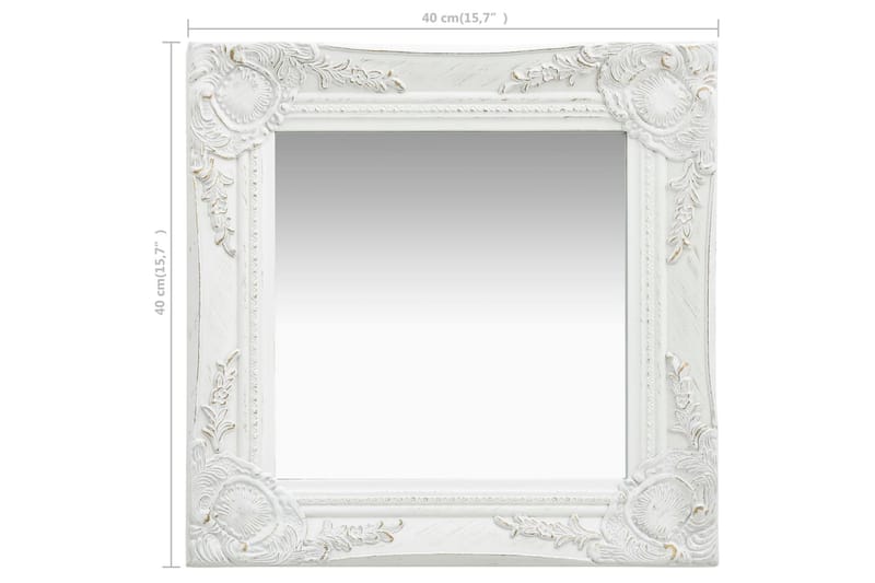 Väggspegel barockstil 40x40 cm vit - Vit - Hallspegel - Väggspegel