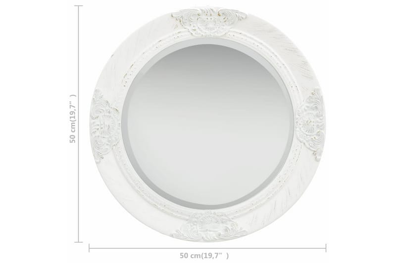 Väggspegel barockstil 50 cm vit - Vit - Hallspegel - Väggspegel