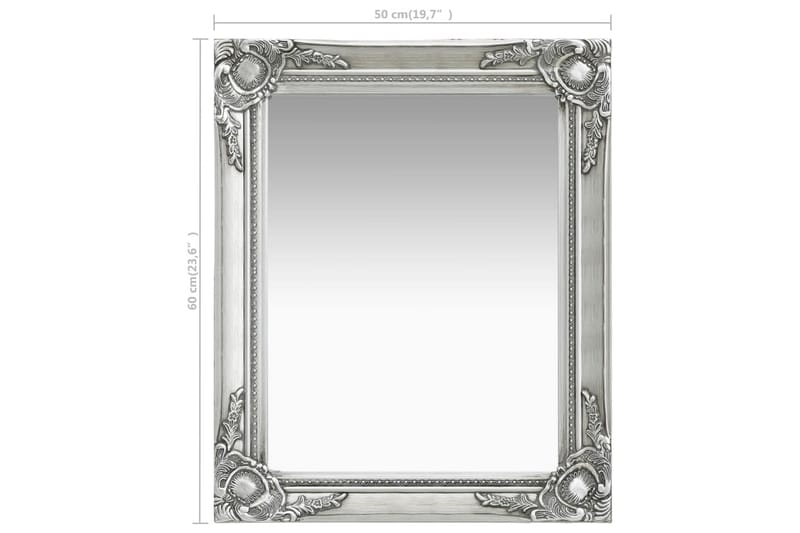 Väggspegel barockstil 50x60 cm silver - Silver - Hallspegel - Väggspegel