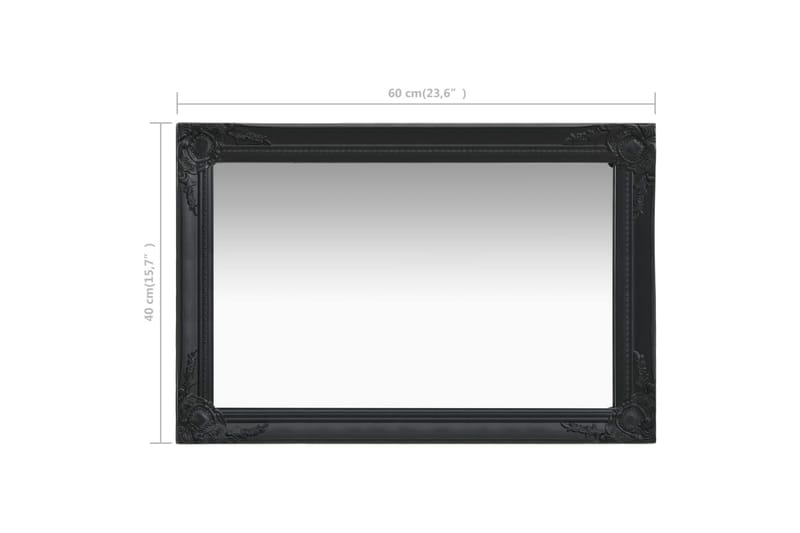 Väggspegel barockstil 60x40 cm svart - Svart - Hallspegel - Väggspegel