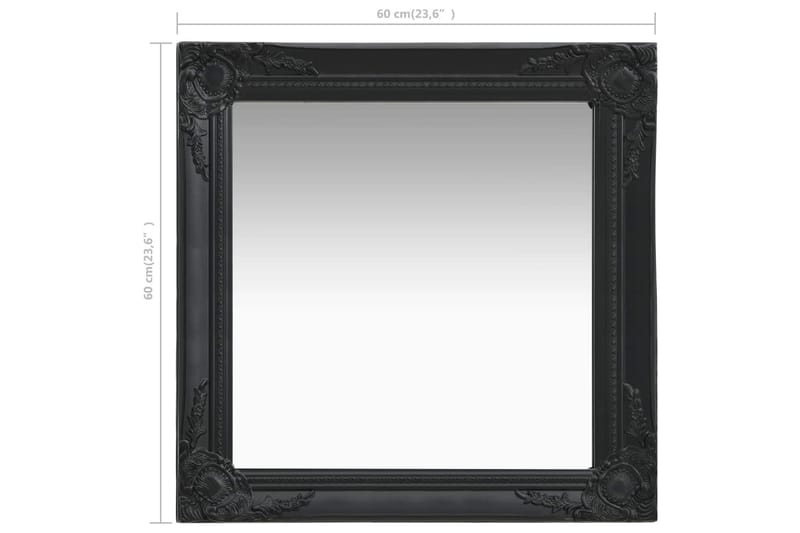 Väggspegel barockstil 60x60 cm svart - Svart - Hallspegel - Väggspegel