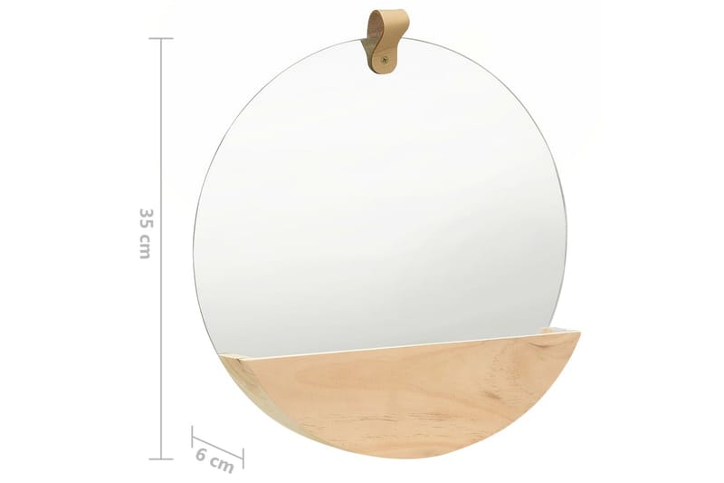 Väggspegel massiv furu 35 cm - Brun - Hallspegel - Väggspegel