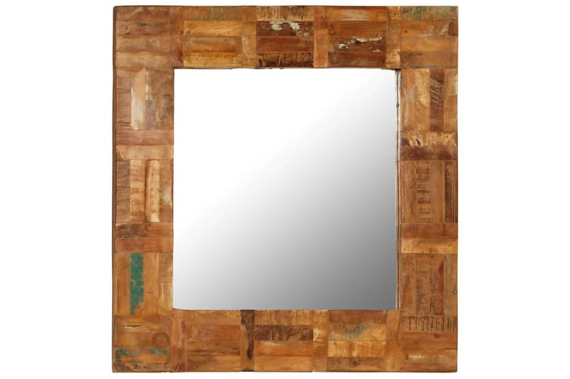 Väggspegel massivt återvunnet trä 60x60 cm - Brun - Hallspegel - Väggspegel