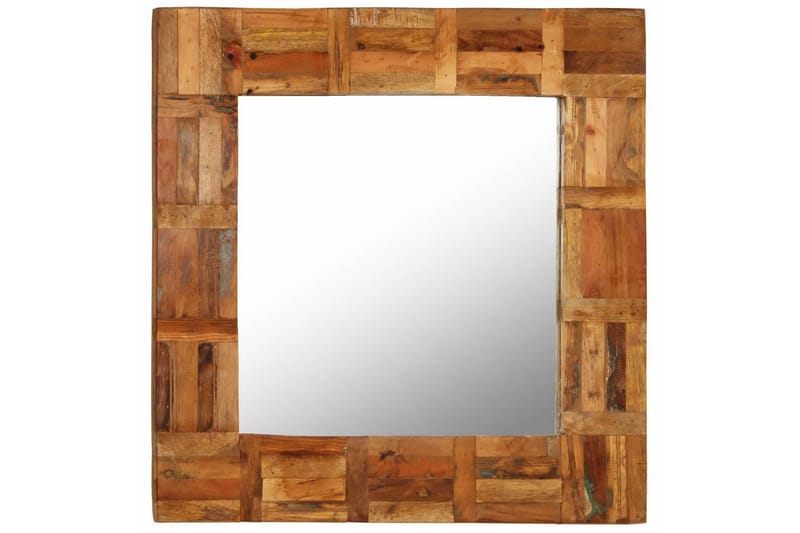 Väggspegel massivt återvunnet trä 60x60 cm - Brun - Hallspegel - Väggspegel