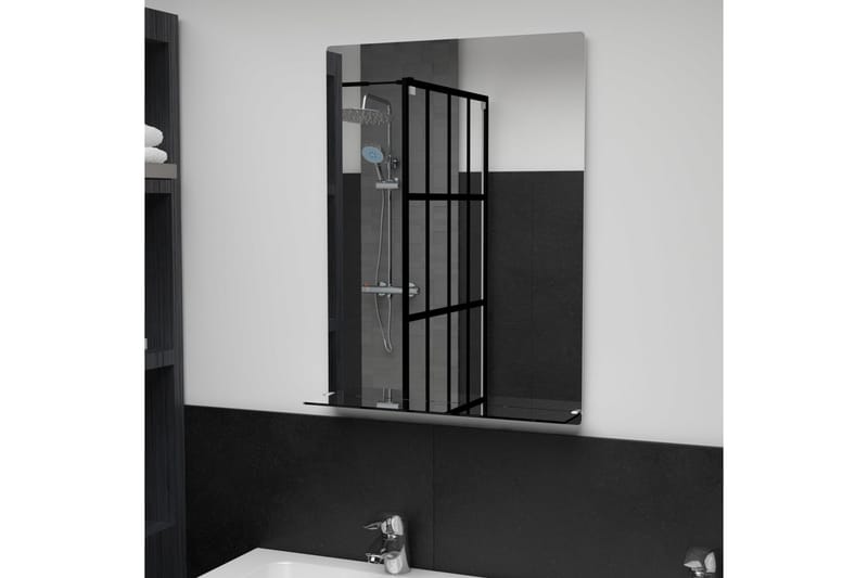 Väggspegel med hylla 50x70 cm härdat glas - Silver - Hallspegel - Väggspegel