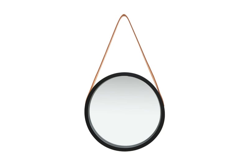 Väggspegel med rem 40 cm svart - Svart - Hallspegel - Väggspegel
