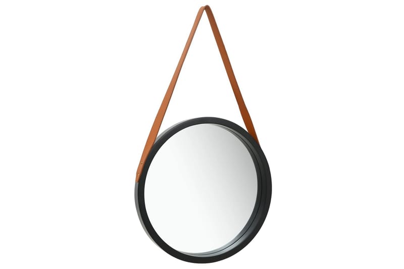 Väggspegel med rem 40 cm svart - Svart - Hallspegel - Väggspegel