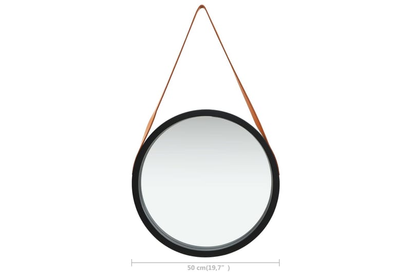 Väggspegel med rem 50 cm svart - Svart - Hallspegel - Väggspegel