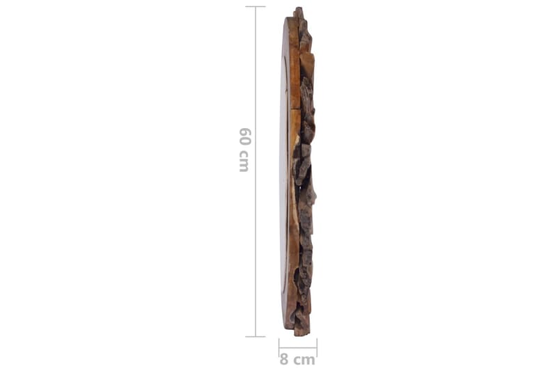 Väggspegel rund 60 cm teak - Brun - Hallspegel - Väggspegel
