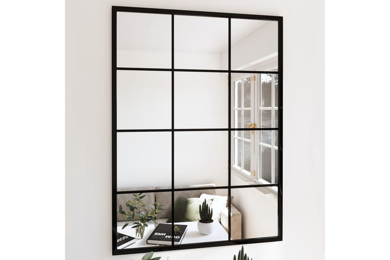 Väggspegel svart 80x60 cm metall - Svart - Hallspegel - Väggspegel