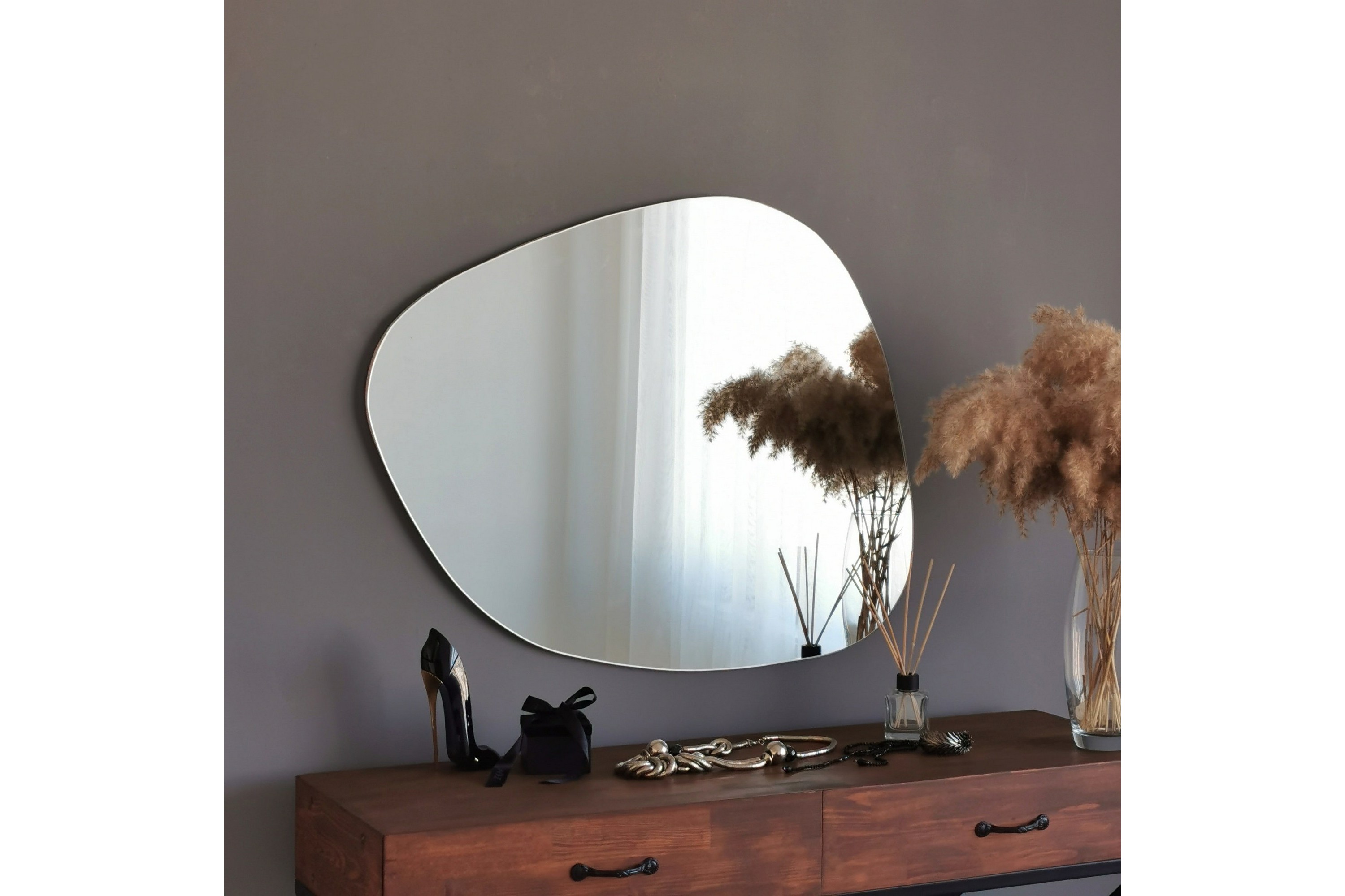 Asymmetrisk Spegel 67x85 cm Svart