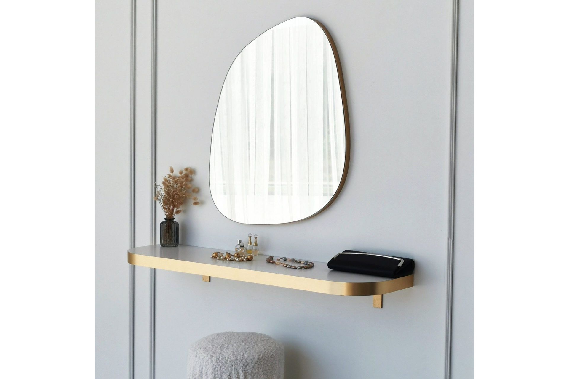Karamea Spegel 58 cm Asymmetrisk - Guld