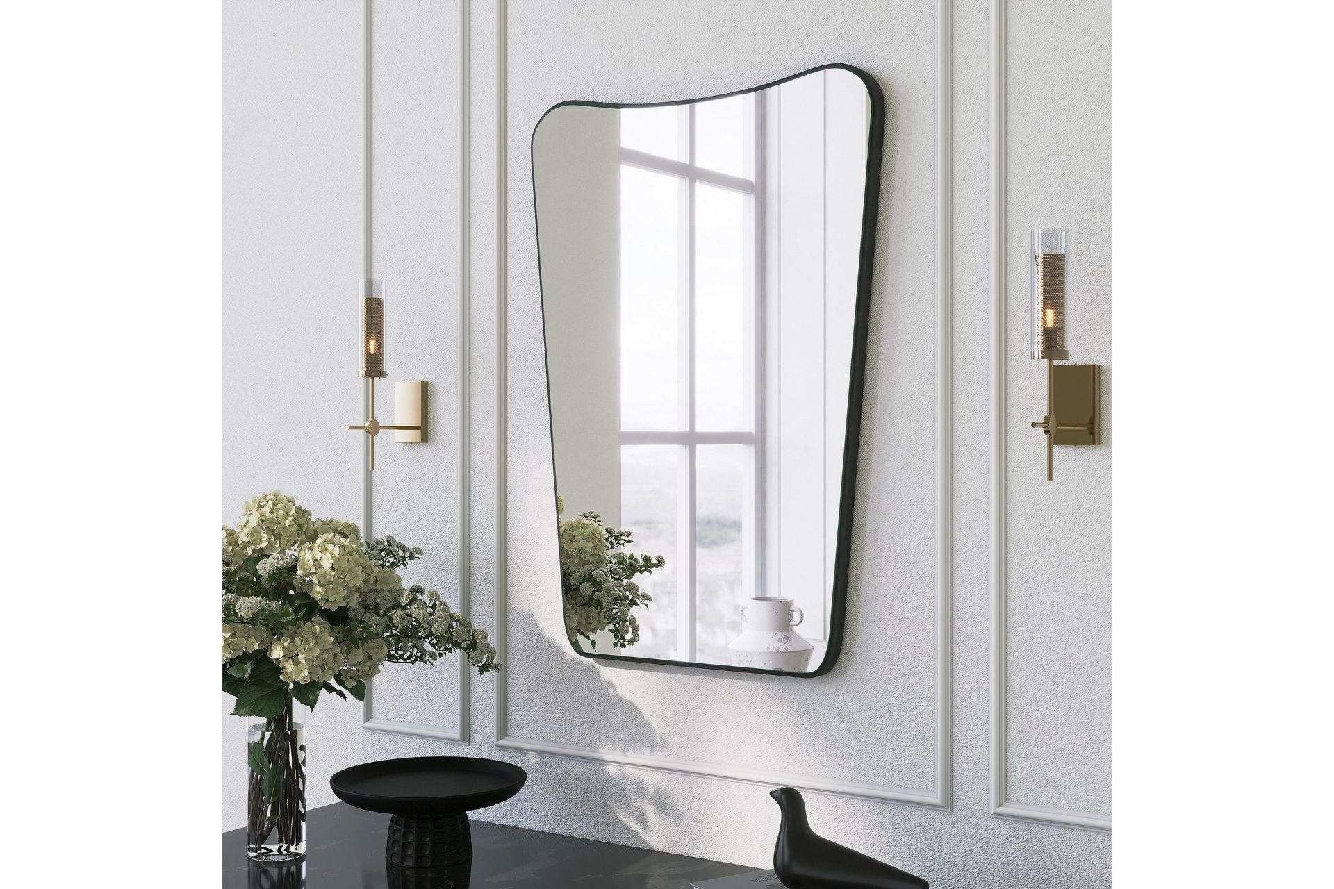 Sachin Spegel 50 cm Asymmetrisk - Svart