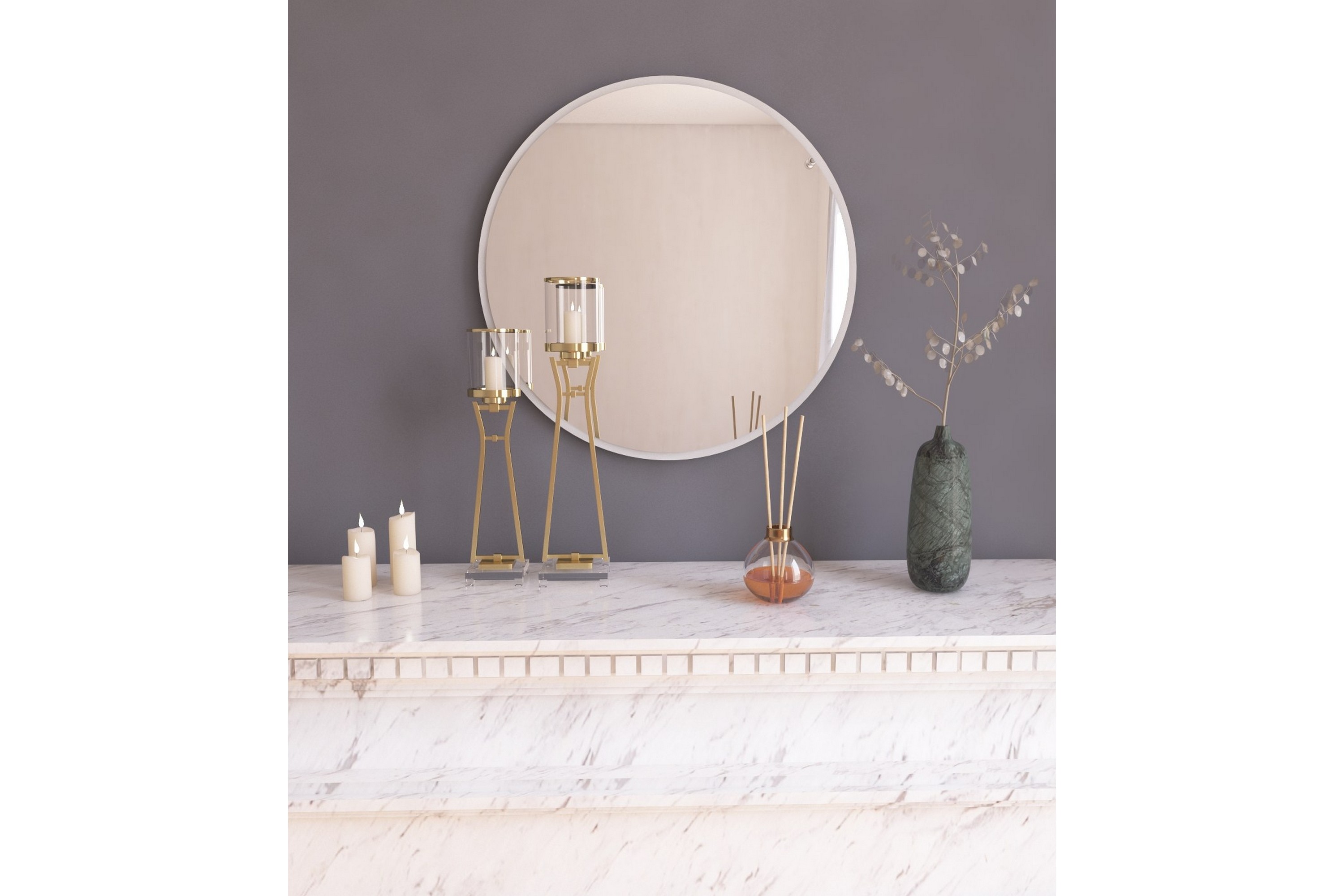Spegel Buhem 60 cm Rund Vit