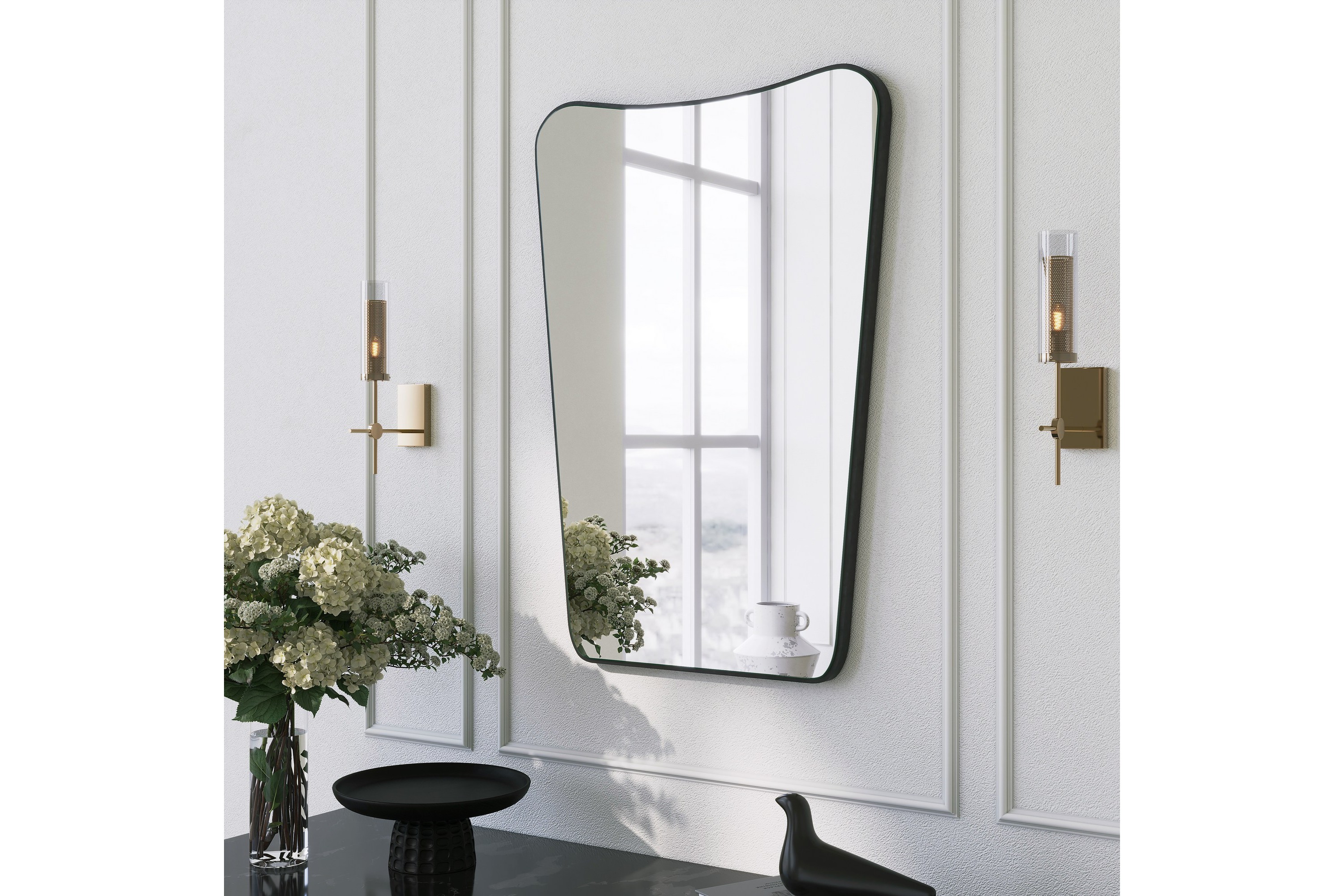 Spegel Sachin 50 cm Asymmetrisk Svart