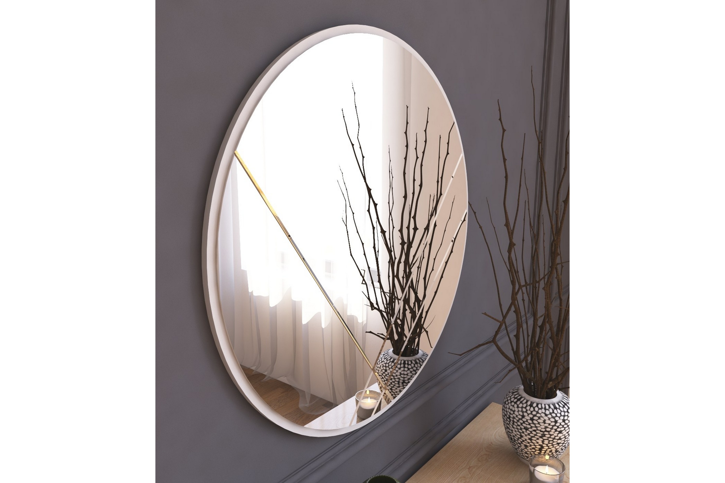 Spegel Smooth 60 cm Rund Vit