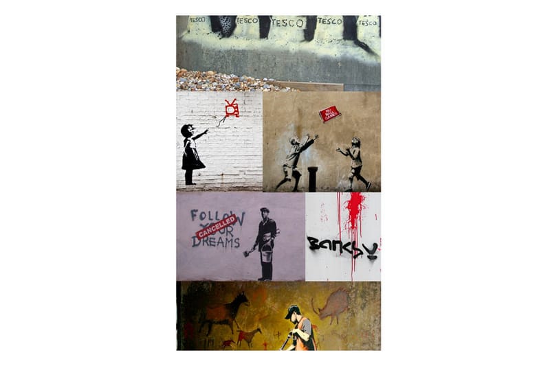 Fototapet Banksy A Collage 50x1000 - Artgeist sp. z o. o. - Tapeter vardagsrum - Tapeter sovrum & sovrumstapet - Kökstapeter - Fototapet