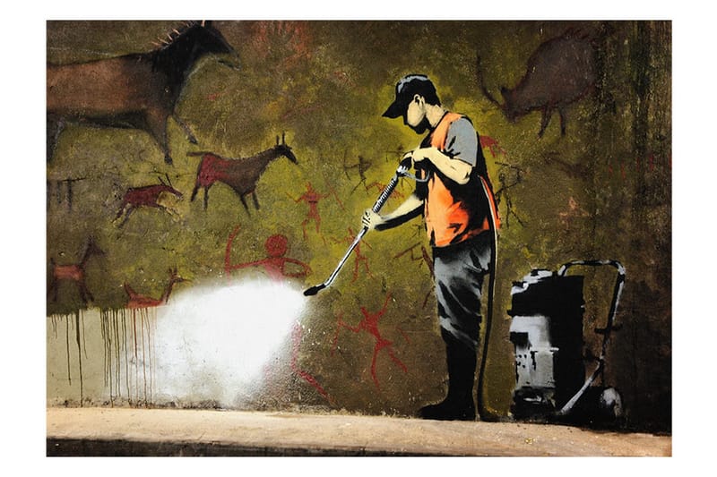 Fototapet Banksy Cave Painting 300x210 - Artgeist sp. z o. o. - Tapeter vardagsrum - Fototapet - Kökstapeter - Tapeter sovrum & sovrumstapet