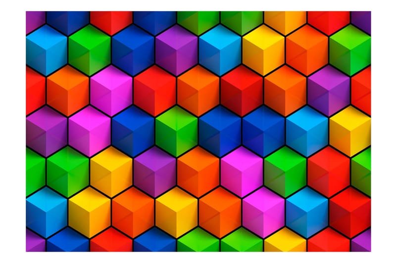Fototapet Colorful Geometric Boxes 200x140 - Artgeist sp. z o. o. - Tapeter vardagsrum - Fototapet - Kökstapeter - Tapeter sovrum & sovrumstapet