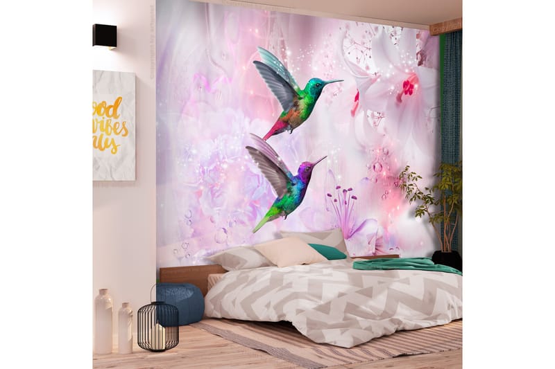 Fototapet Colourful Hummingbirds Purple 250x175 - Artgeist sp. z o. o. - Tapeter vardagsrum - Tapeter sovrum & sovrumstapet - Kökstapeter - Fototapet