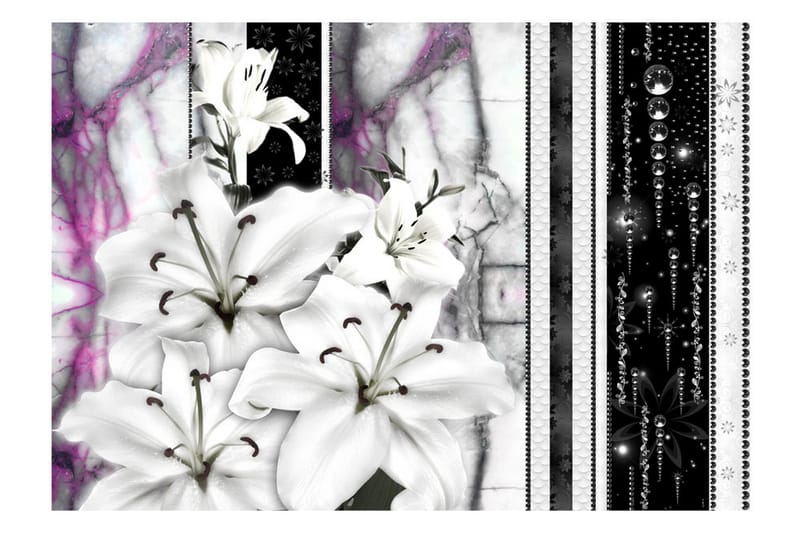 Fototapet Crying Lilies On Purple Marble 300x210 - Artgeist sp. z o. o. - Tapeter vardagsrum - Fototapet - Kökstapeter - Tapeter sovrum & sovrumstapet