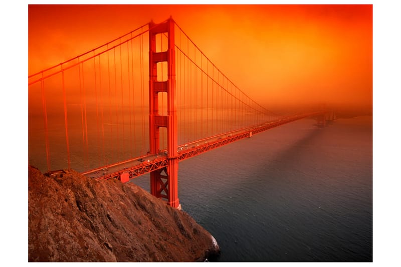 Fototapet Golden Gate Bridge 300x231 - Artgeist sp. z o. o. - Tapeter vardagsrum - Fototapet - Kökstapeter - Tapeter sovrum & sovrumstapet