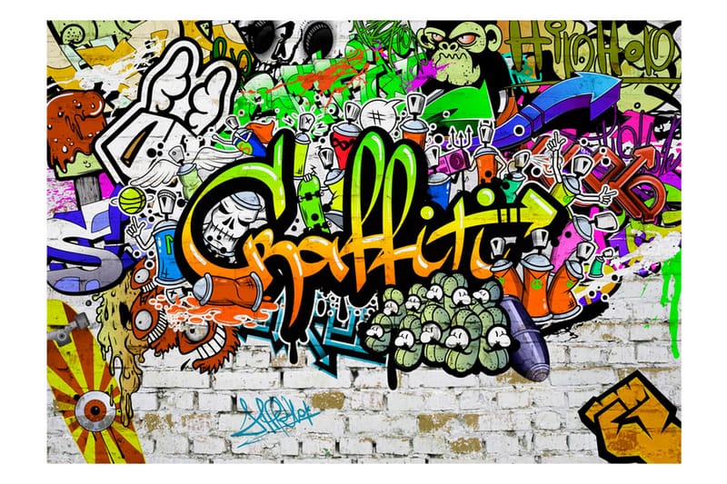 Fototapet Graffiti On The Wall 300x210 - Artgeist sp. z o. o. - Tapeter vardagsrum - Fototapet - Kökstapeter - Tapeter sovrum & sovrumstapet