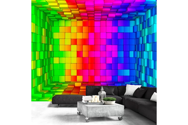 Fototapet Rainbow Cube 100x70 - Artgeist sp. z o. o. - Tapeter vardagsrum - Fototapet - Kökstapeter - Tapeter sovrum & sovrumstapet