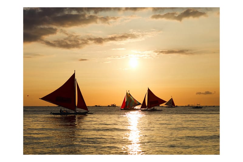 Fototapet Sailing Boats Sunset 300x231 - Artgeist sp. z o. o. - Tapeter vardagsrum - Tapeter sovrum & sovrumstapet - Kökstapeter - Fototapet
