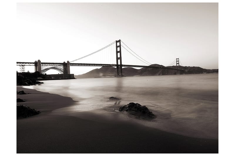 Fototapet San Francisco Golden Gate Bridge B&W 200x154 - Artgeist sp. z o. o. - Tapeter vardagsrum - Tapeter sovrum & sovrumstapet - Kökstapeter - Fototapet