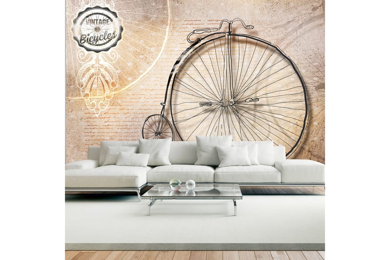 Fototapet Vintage Bicycles Sepia 150x105 - Artgeist sp. z o. o. - Tapeter vardagsrum - Fototapet - Kökstapeter - Tapeter sovrum & sovrumstapet