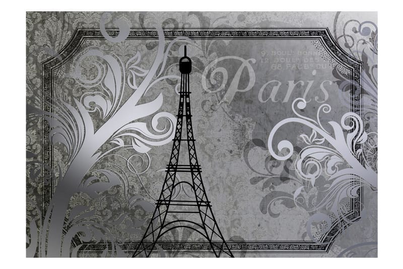 Fototapet Vintage Paris Silver 300x210 - Artgeist sp. z o. o. - Tapeter vardagsrum - Fototapet - Kökstapeter - Tapeter sovrum & sovrumstapet