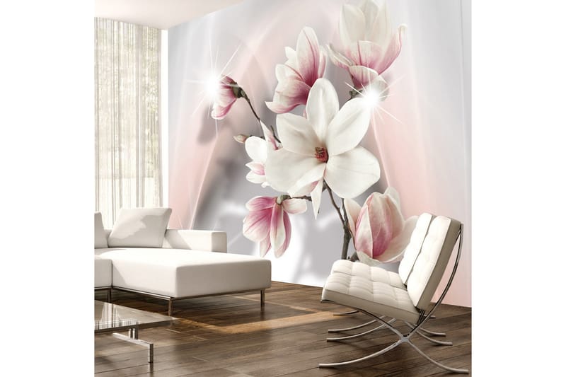 Fototapet White Magnolias 100x70 - Artgeist sp. z o. o. - Tapeter vardagsrum - Fototapet - Kökstapeter - Tapeter sovrum & sovrumstapet