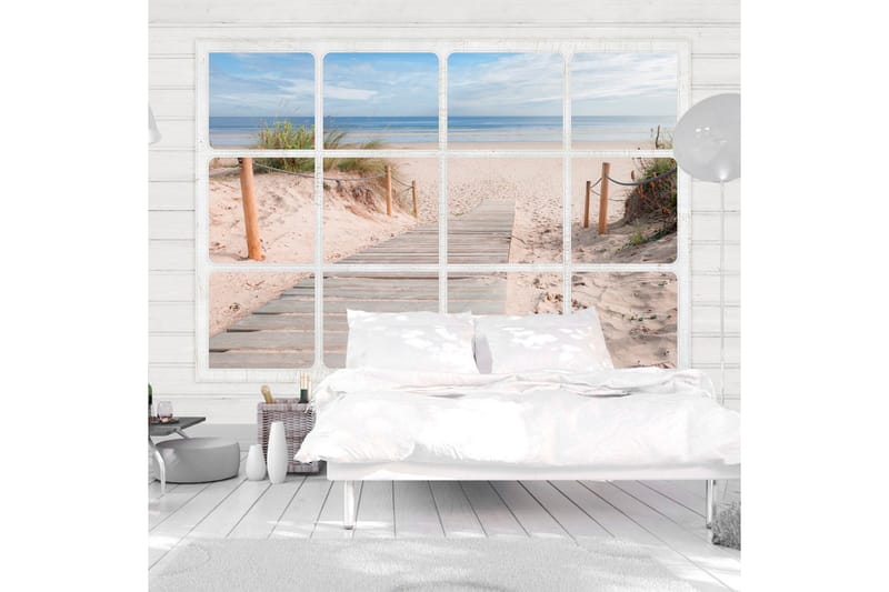 Fototapet Window & Beach 100x70 - Artgeist sp. z o. o. - Tapeter vardagsrum - Fototapet - Kökstapeter - Tapeter sovrum & sovrumstapet