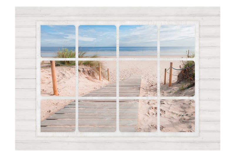 Fototapet Window & Beach 100x70 - Artgeist sp. z o. o. - Tapeter vardagsrum - Fototapet - Kökstapeter - Tapeter sovrum & sovrumstapet