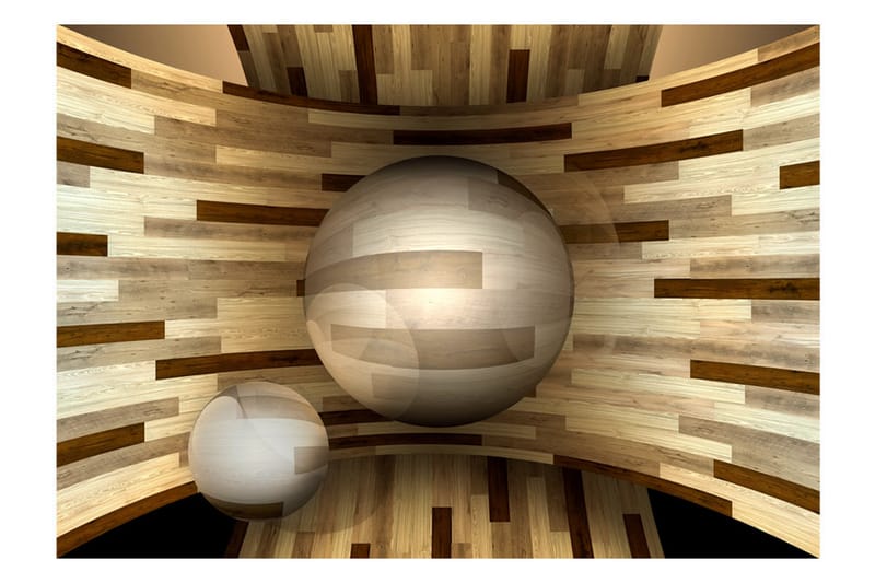 Fototapet Wooden Orbit 150x105 - Artgeist sp. z o. o. - Tapeter vardagsrum - Fototapet - Kökstapeter - Tapeter sovrum & sovrumstapet