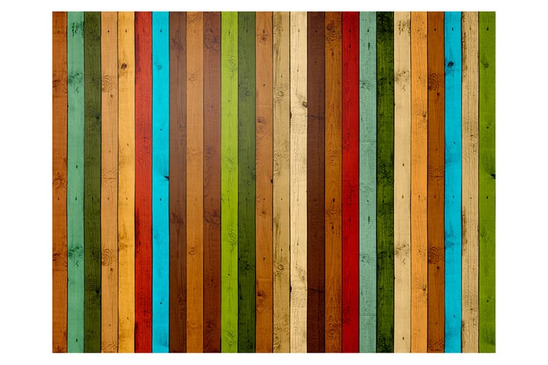 Fototapet Wooden Rainbow 400x309 - Artgeist sp. z o. o. - Tapeter vardagsrum - Fototapet - Kökstapeter - Tapeter sovrum & sovrumstapet