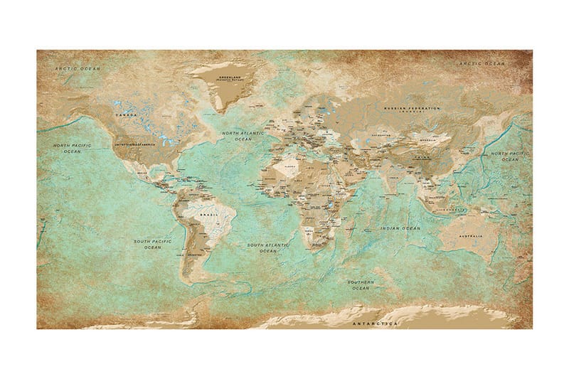Fototapet XXL Turquoise World Map II 500x280 - Artgeist sp. z o. o. - Tapeter vardagsrum - Fototapet - Kökstapeter - Tapeter sovrum & sovrumstapet