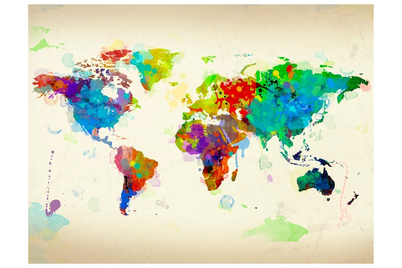 Fototapet Paint Splashes Map Of The World 250x193 - Artgeist sp. z o. o. - Tapeter vardagsrum - Fototapet - Kökstapeter - Tapeter sovrum & sovrumstapet