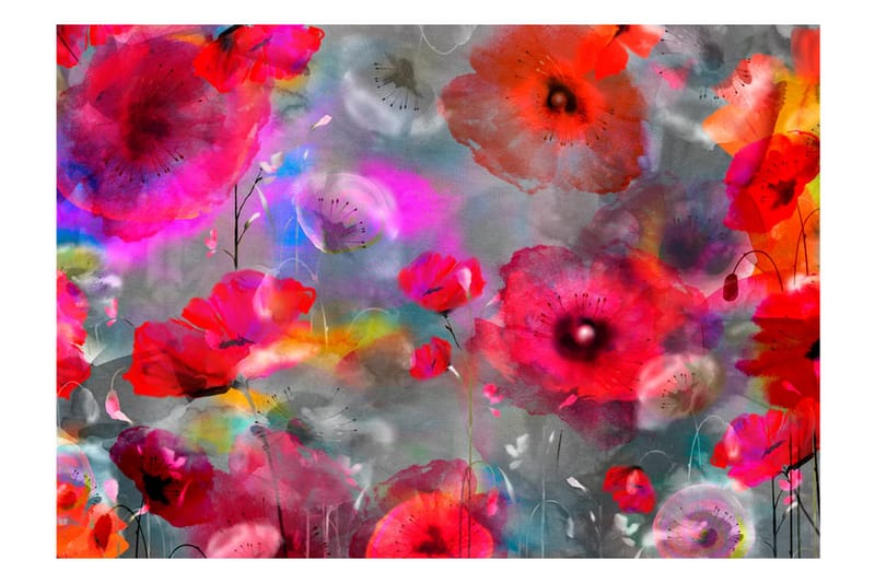 Fototapet Painted Poppies 200x140 - Artgeist sp. z o. o. - Tapeter vardagsrum - Fototapet - Kökstapeter - Tapeter sovrum & sovrumstapet