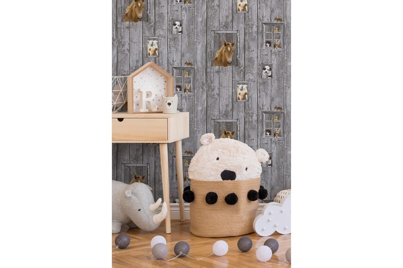 Barnrums Tapet Little Stars Ovävd Grå - AS Creation - Inredning - Tapet - Mönstrad tapet