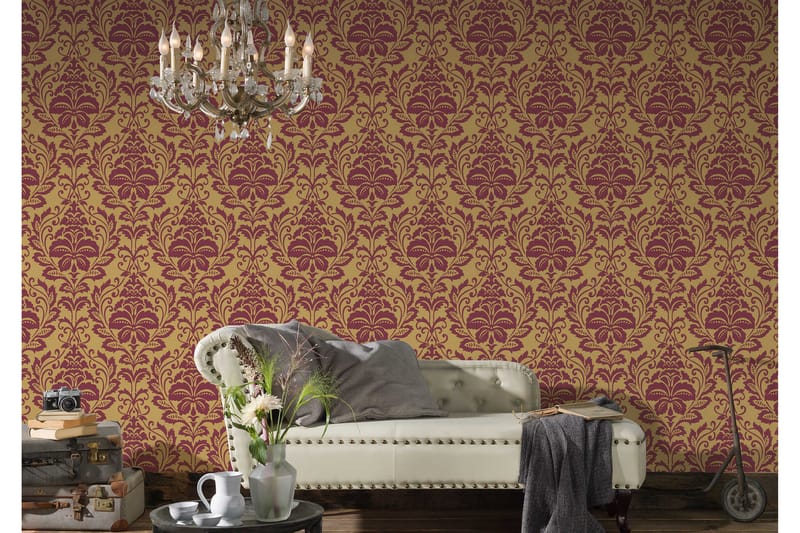 Barock Tapet Attractive Ovävd Guld Röd - AS Creation - Inredning - Tapet - Mönstrad tapet