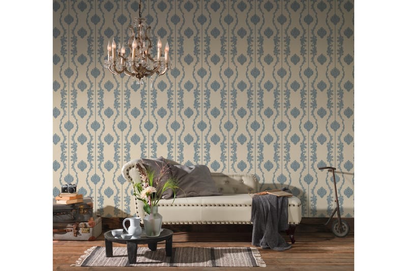 Barock Tapet Château Ovävd Blå Silver - AS Creation - Inredning - Tapet - Mönstrad tapet