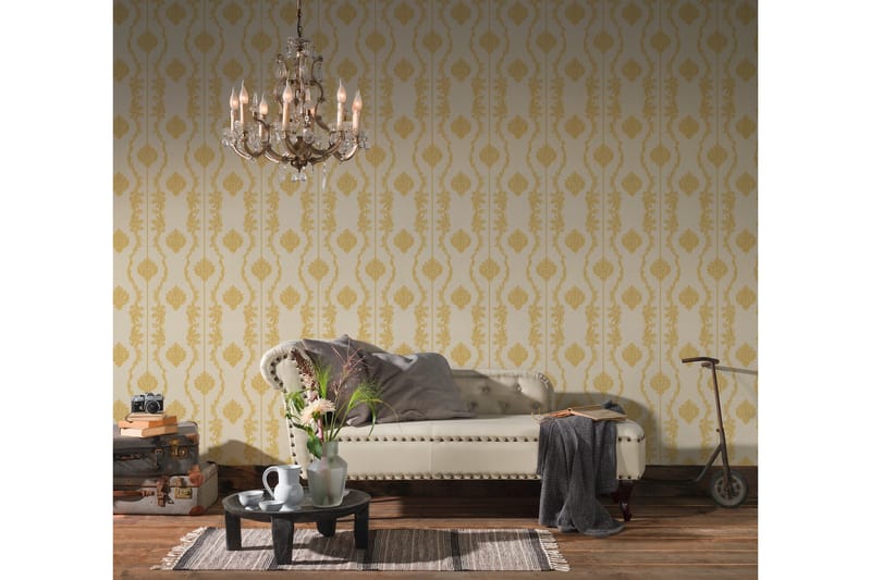 Barock Tapet Château Ovävd Gul Cream - AS Creation - Inredning - Tapet - Mönstrad tapet