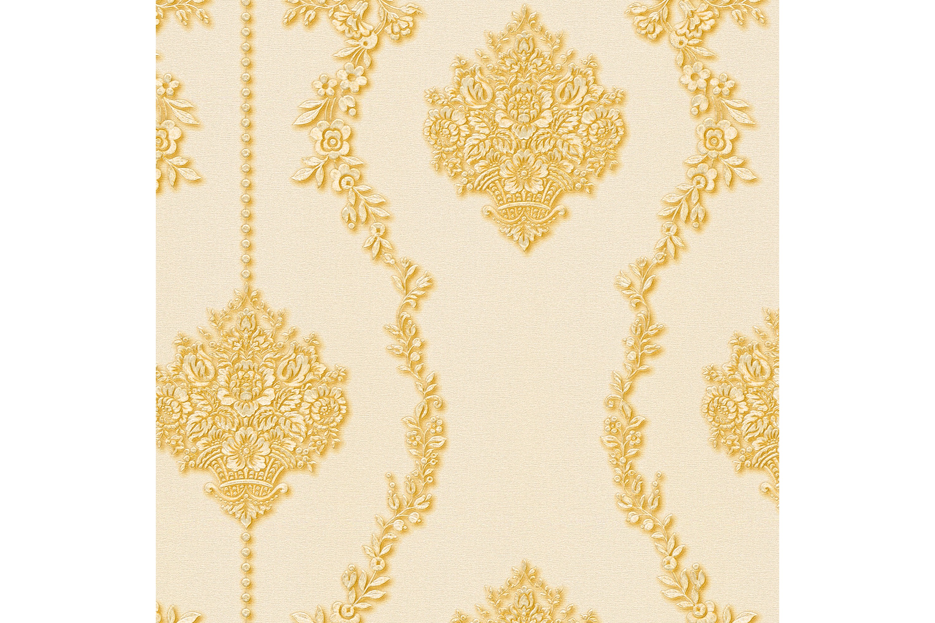 Barock Tapet Château Ovävd Gul Cream AS Creation