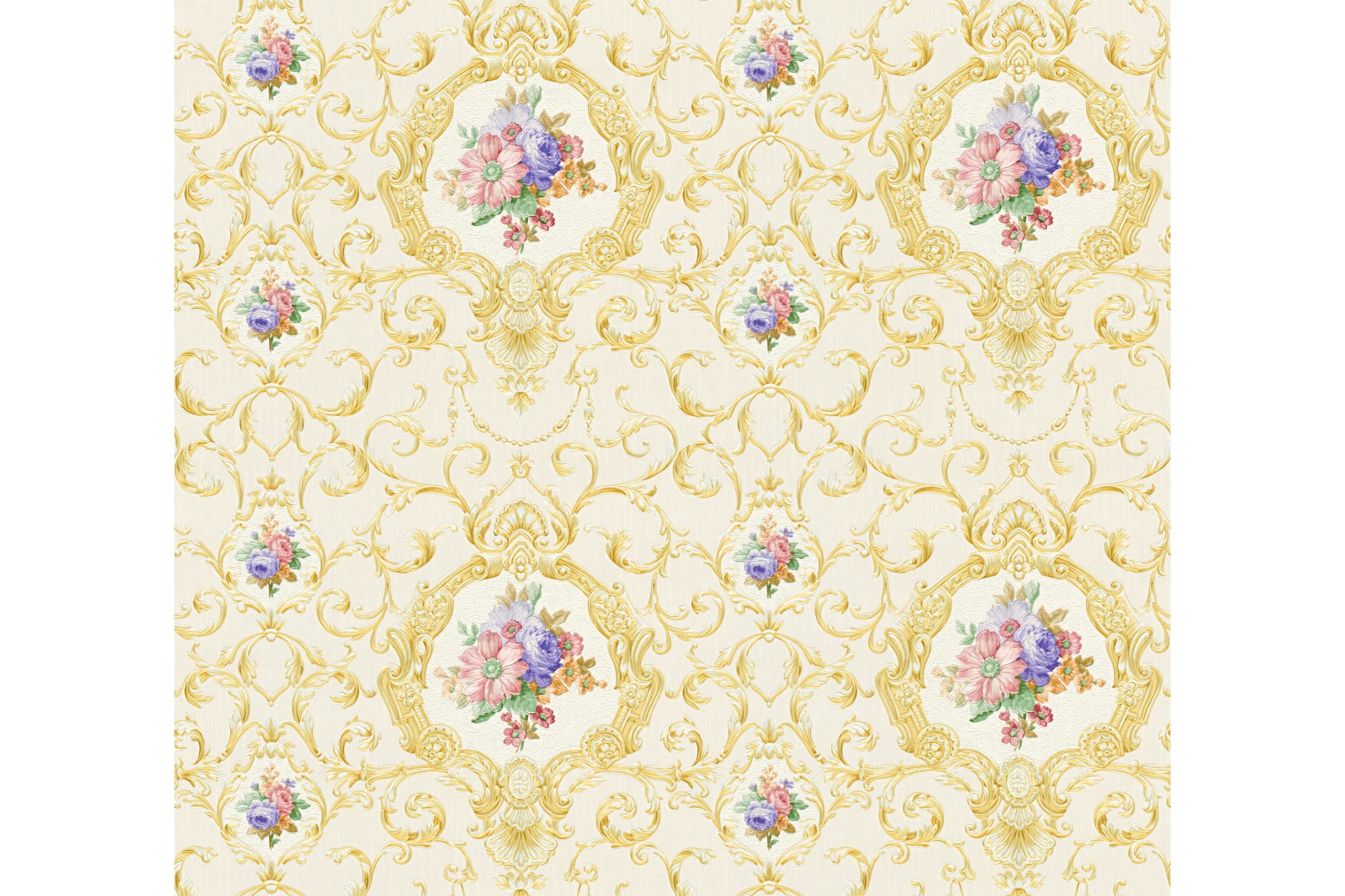 Barock Tapet Château Ovävd Guld Rosa AS Creation