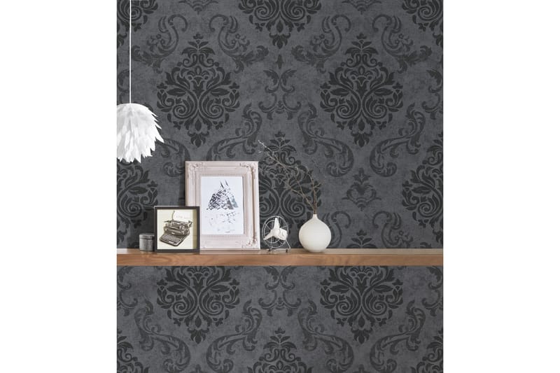 Barock Tapet Memory Ovävd Svart Silver - AS Creation - Inredning - Tapet - Mönstrad tapet