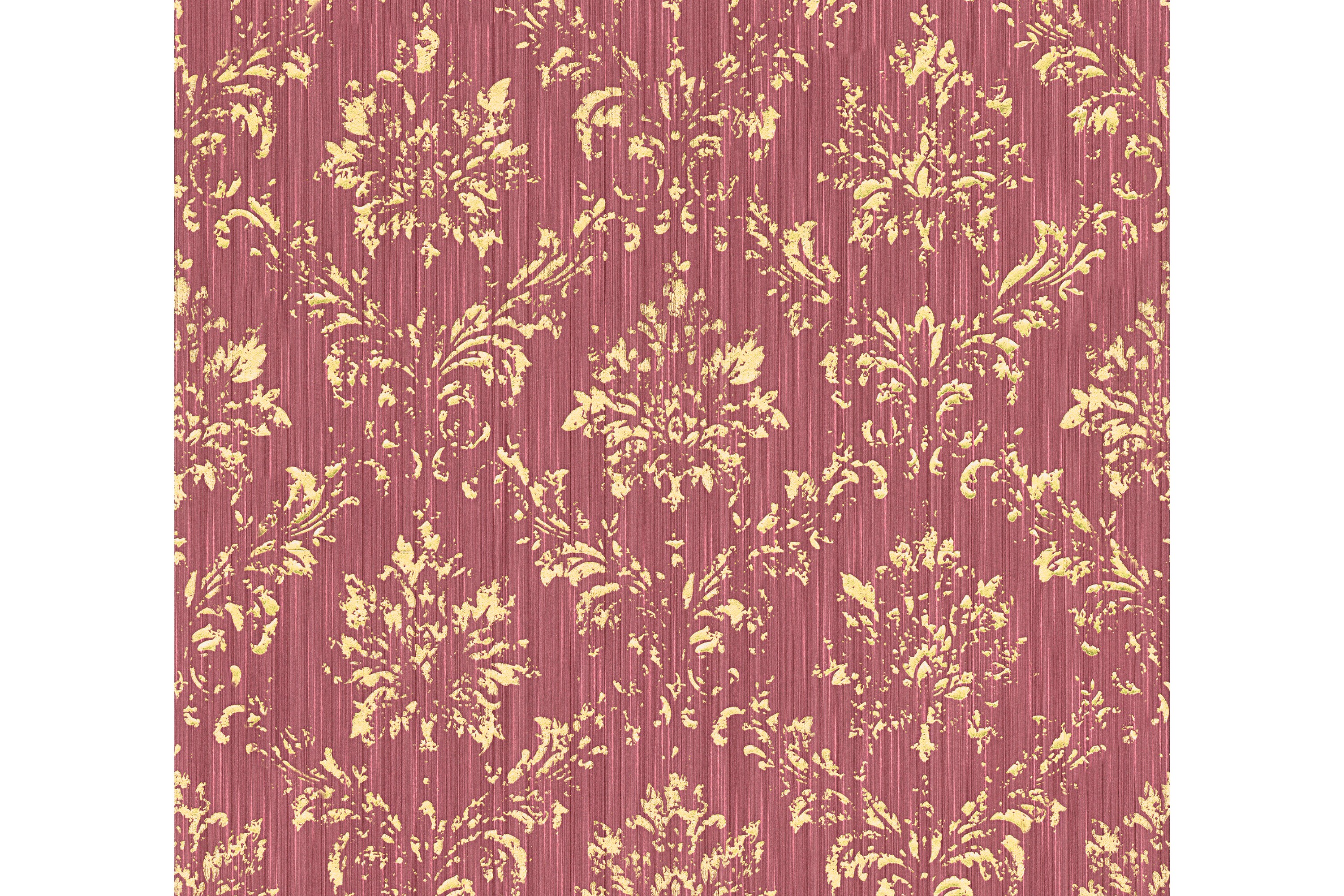 Barock Tapet Metallic Silk Ovävd Röd AS Creation