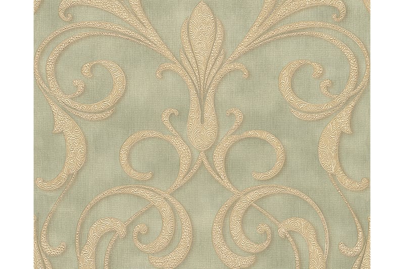 Barock Tapet Nobile Ovävd Grön Guld - AS Creation - Mönstrad tapet - Tapeter sovrum & sovrumstapet - Kökstapeter - Tapeter vardagsrum