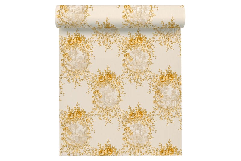 Blommig Tapet Château Ovävd Guld Beige - AS Creation - Inredning - Tapet - Mönstrad tapet